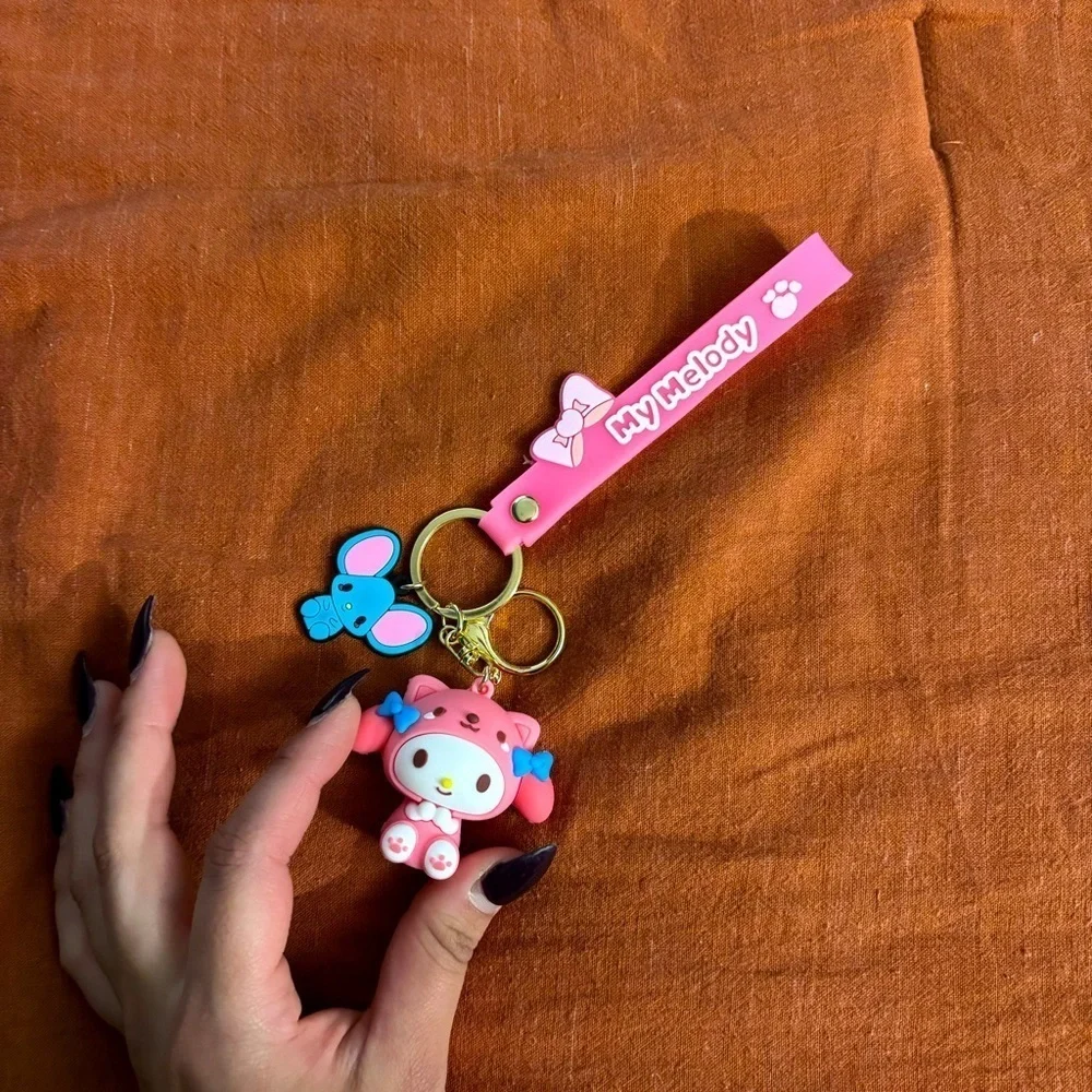 NWT Pink My Melody as a Bear Bunny Keychain | Blue BagClip